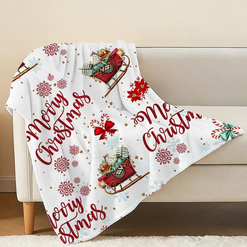 Christmas Flannel Fleece Blanket - Soft Skin-Friendly Cozy Warm Throw for Bedroom, Dorm & Holiday Home Decor