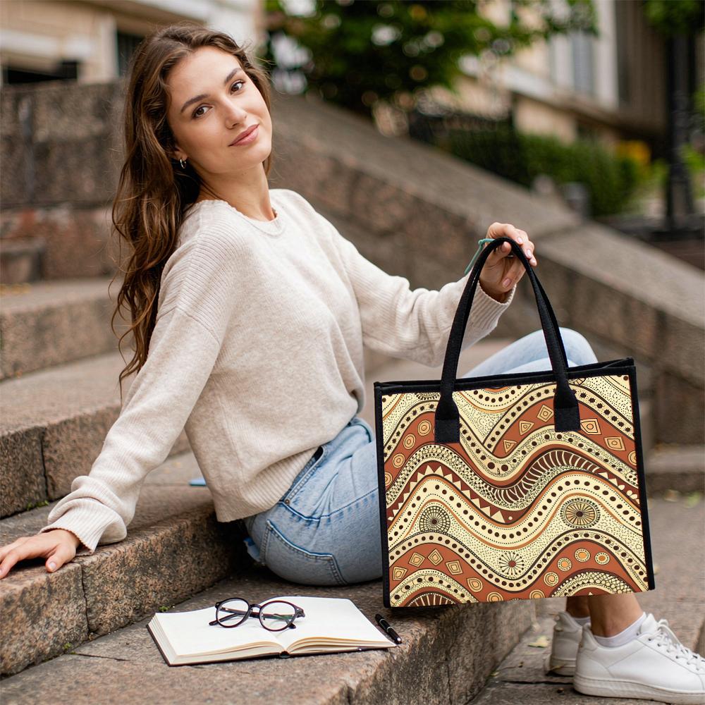 Bohemian Wave Pattern Tote Bag Fashion Large Capacity Casual Carry All for Daily Use