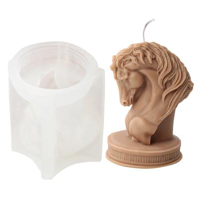 Horse Head Statue Candle Mold Animal Head Candle Silicone Mould Handmade Soap Mold for DIY Fondant Candy Decorating Tool