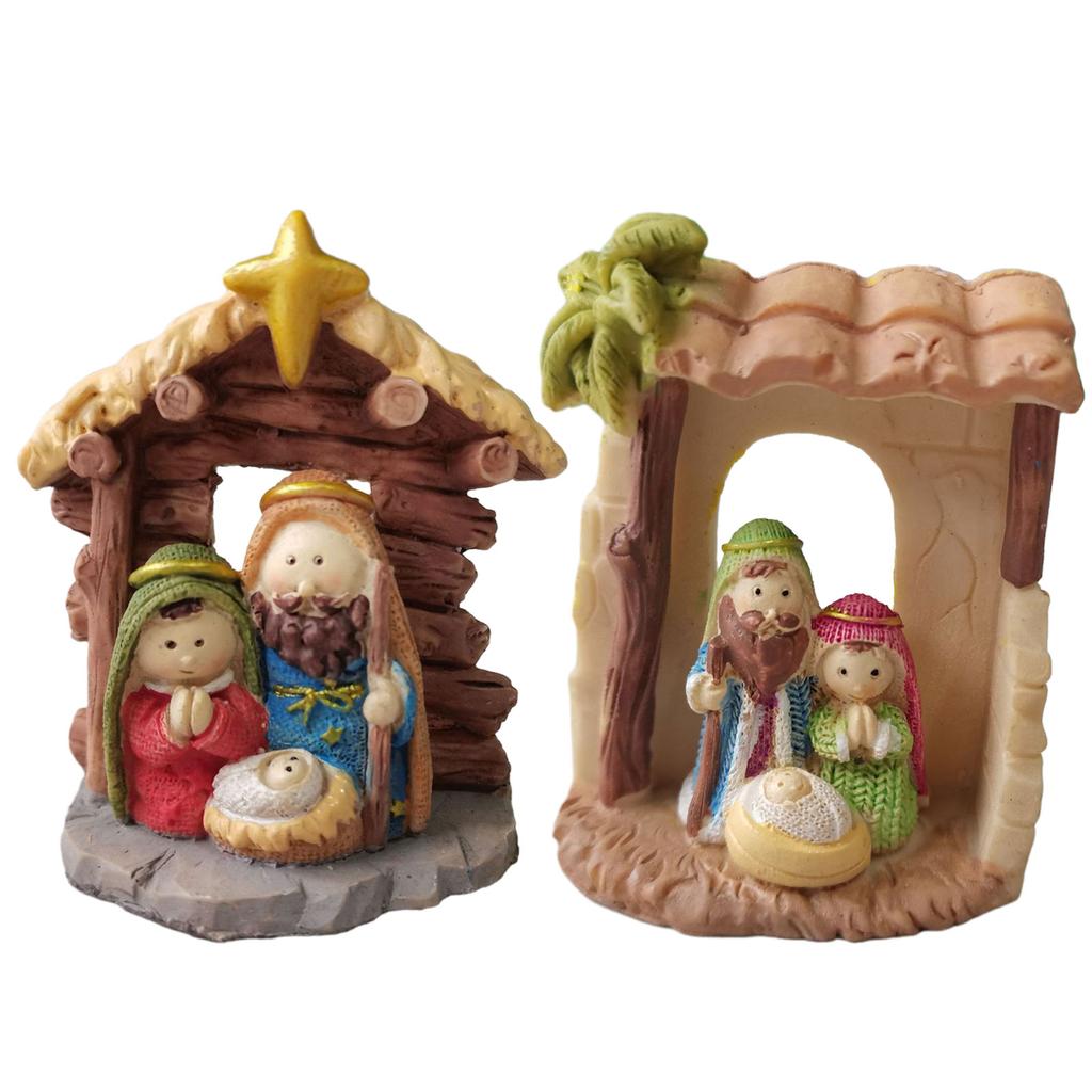 Mini Christmas Nativity Decor Resin Nativity Ornament Religious Statue for Christmas Decorations Festive Holiday Gift