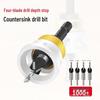 Four-Flute Countersink Drill Bit with Adjustable Depth and Alloy Head for Woodworking