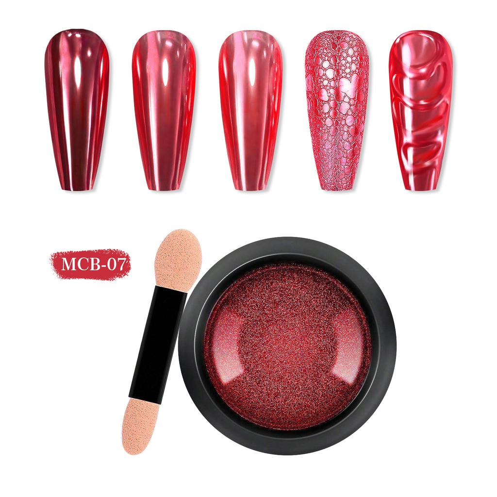 Nail Art Titanpulver, Spiegelmehl, einfarbig, galvanisch, magisches Spiegelpulver, Nail Art Glitter Mcb Set