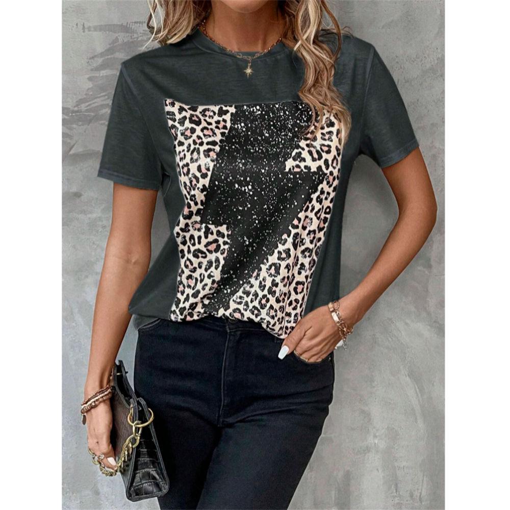 Sexy Women's T-shirt Fashion 3d Leopard Print Short Sleeve Vintage Casual Ladies Top Oversized Personality Summer Female T Shirt