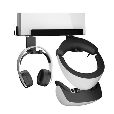 Platzsparende Wandhalterung, kompatibel mit PS5+VR-Serie, Host-Spielekonsolen-Controller-Halter, Aufbewahrungs-Kopfhörerhaken