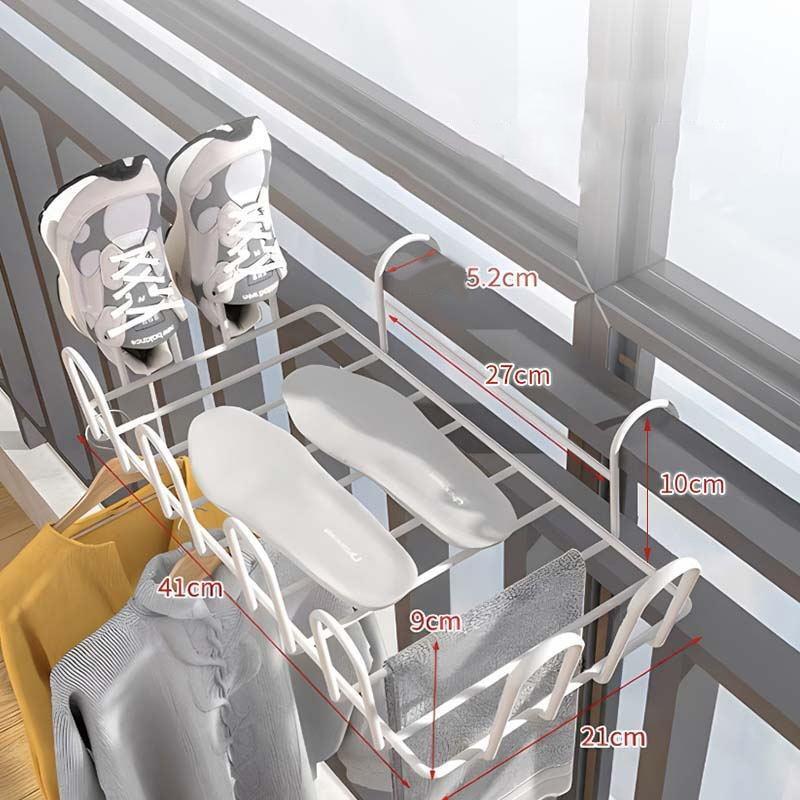 Balcony Drying Rack Multi Functional Indoor And Outdoor Shoe Drying Railing Windowsill Hanging Minimalist Clothes Storage Stand