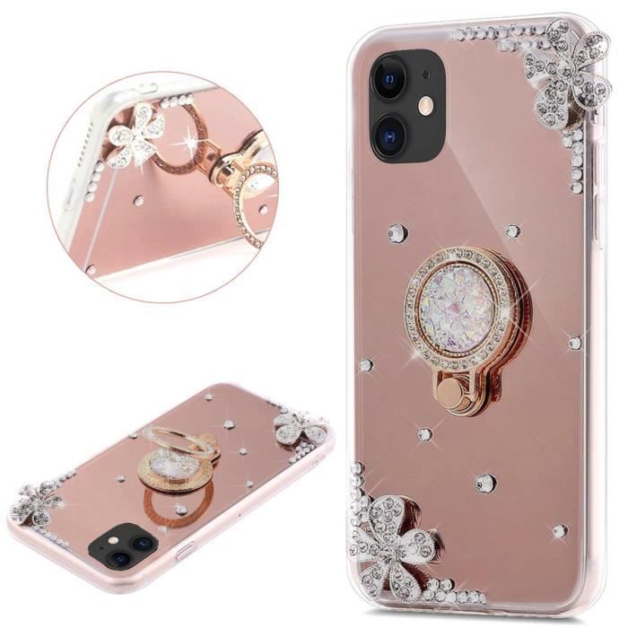 Case for iPhone 11 6.1" Mirror Silicone Crystal Shiny Bling Glitter Protective Cover Transparent Soft TPU Silicone Gel