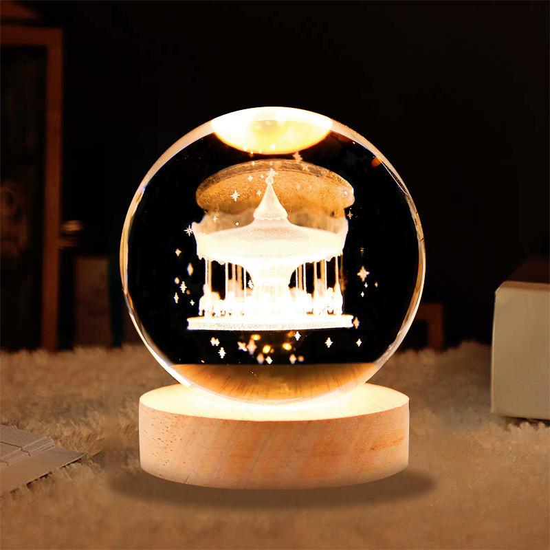 Crystal Ball Night Light With Deer Glass Material Resin Craft Gift Unique Novelty