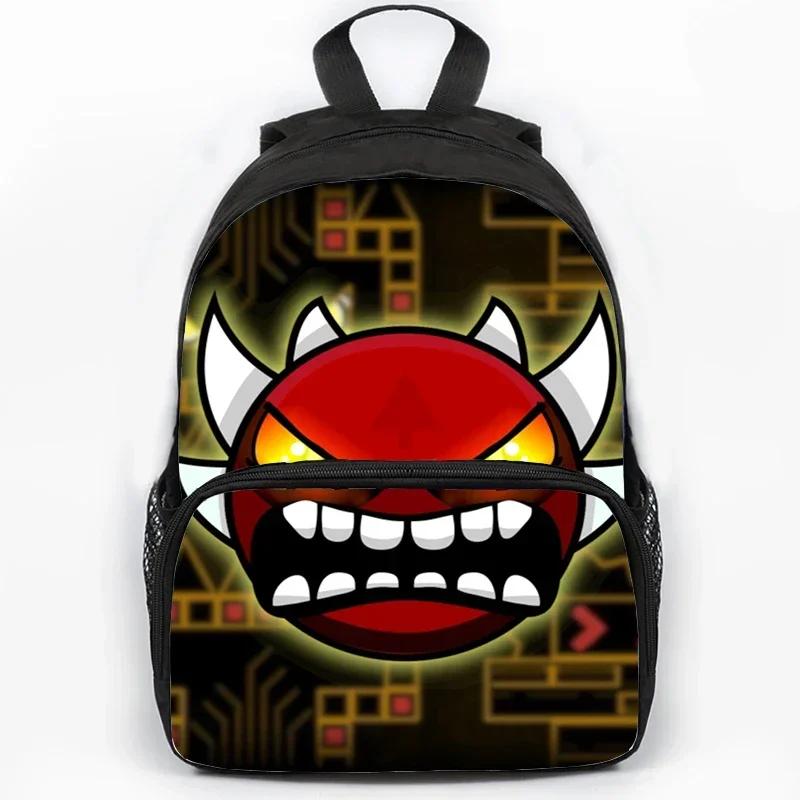 Children Large Capacity Angry Geometry Dash Print Backpack Students School Bags for Girls Boys Cartoon Bookbag Travel Backpacks