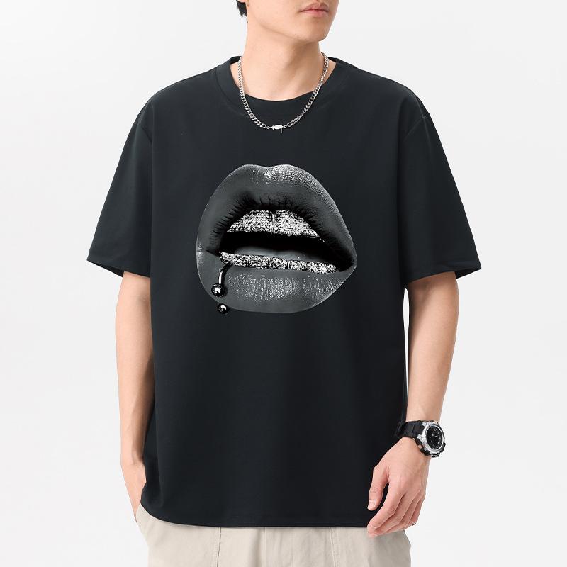 12 Colors Black Lips Men's Short Sleeves T-Shirt 100% Cotton Man Plus Size Tee