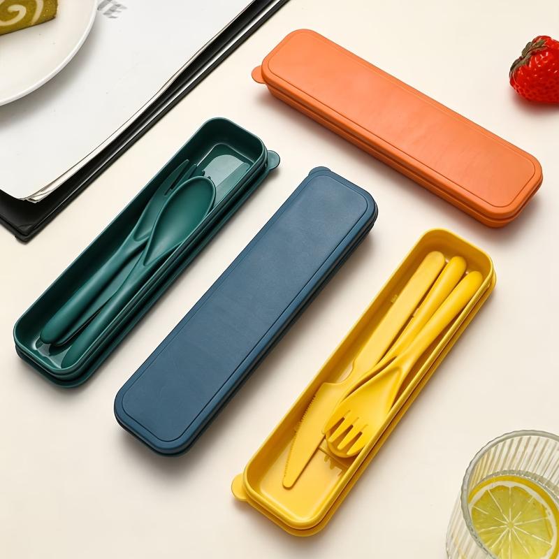 Wheat Straw Reusable Cutlery Set With Knife Fork Spoon And Storage Case Perfect For Office Lunch Outdoor Camping Picnic Travel