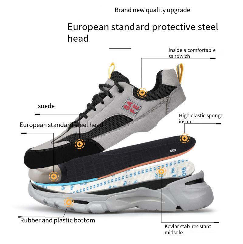 New Fashion Wear-resistant Labor Protection Shoes Men's Bag Steel Toe Anti-smash and Puncture Anti-puncture Safety Protection Work Shoes