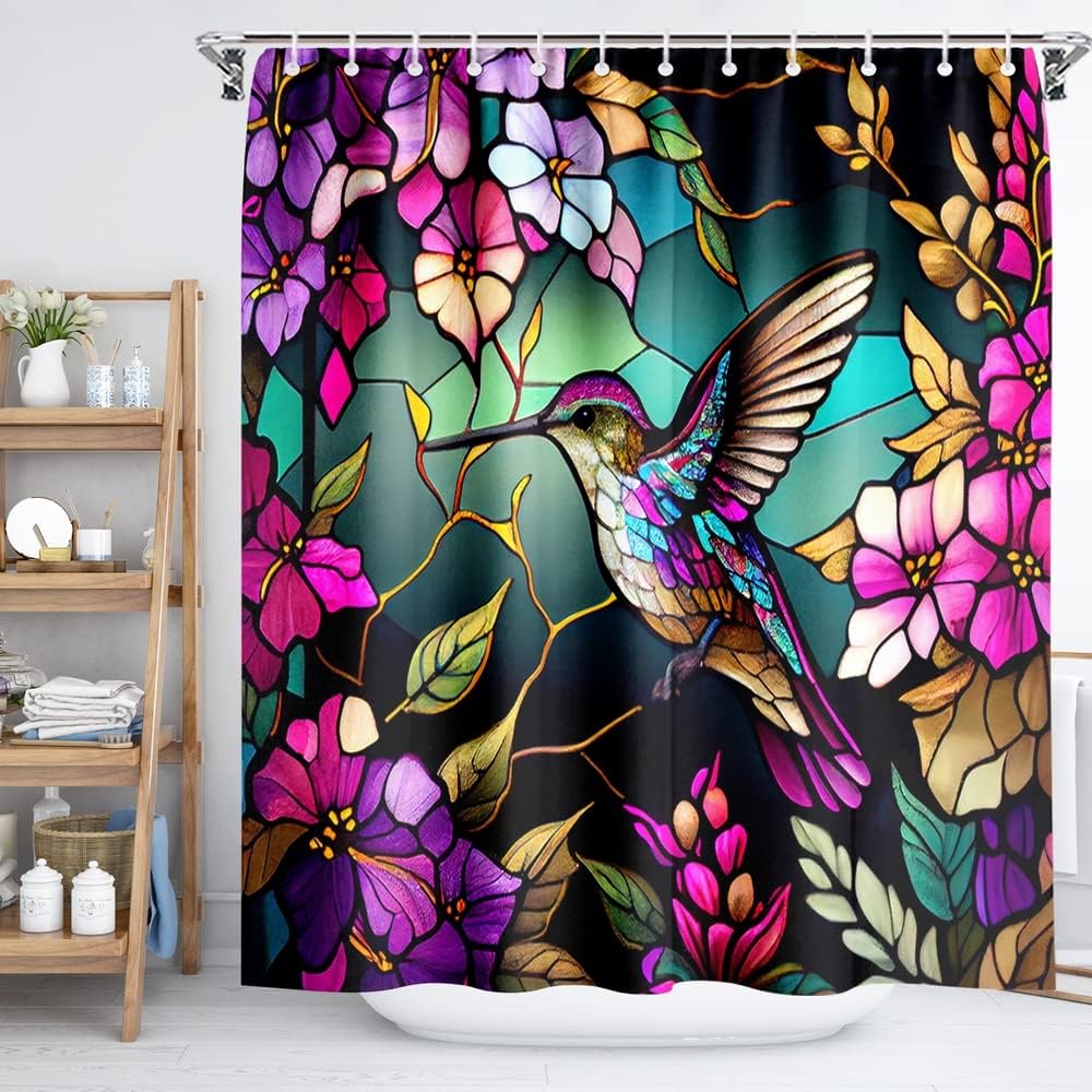 Black Shower Curtain Life Tree Sky Elephant Neon Fabric Plant Fantasy Art Bathroom Curtain For Women Bathtub Decoration