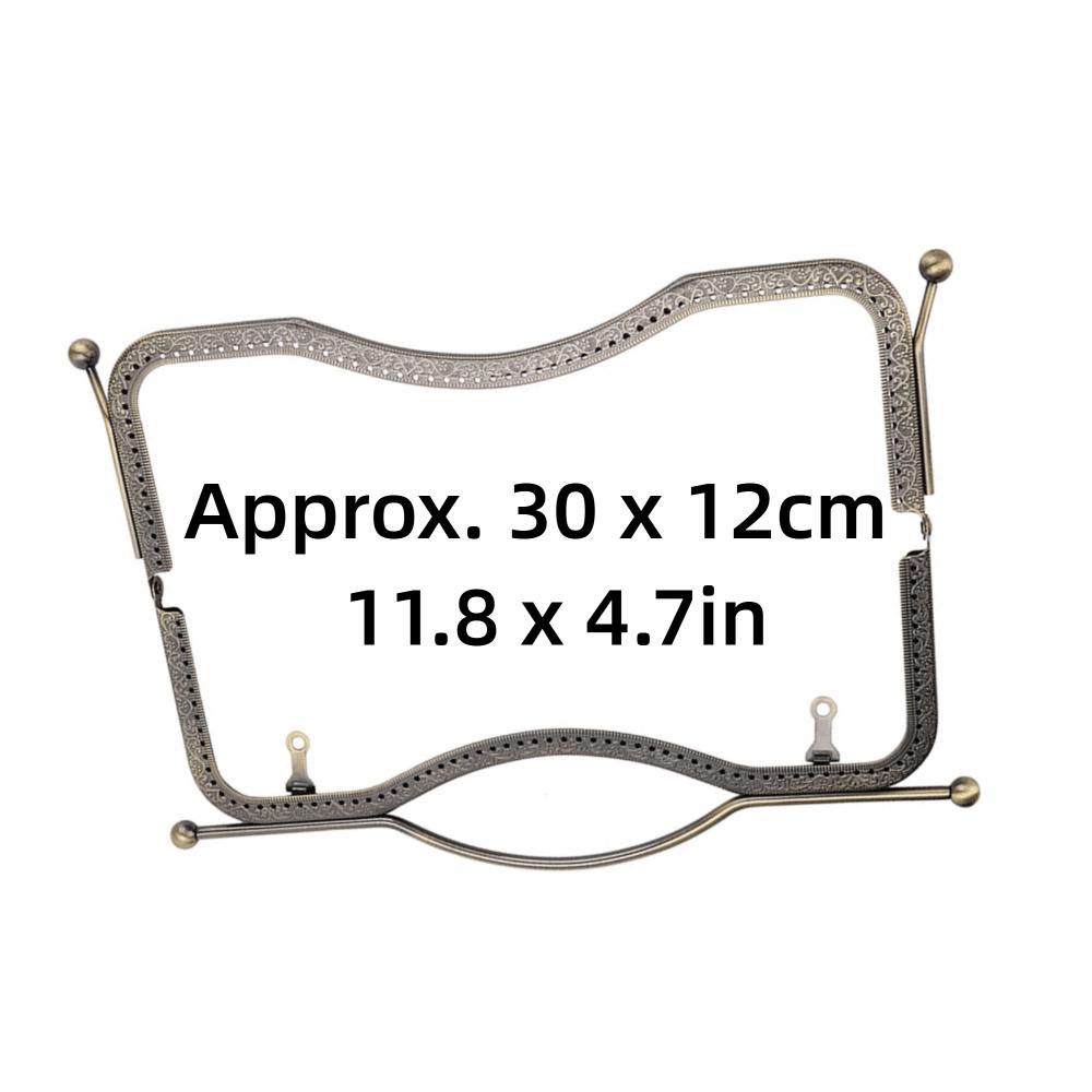 2 Stück Bronze Quadratisches Eisen Handtaschengriff 30 x 12 cm Eisen Geldbörsenrahmen Zubehör Kussverschluss Rahmen Geldbörsen Ersatzteile
