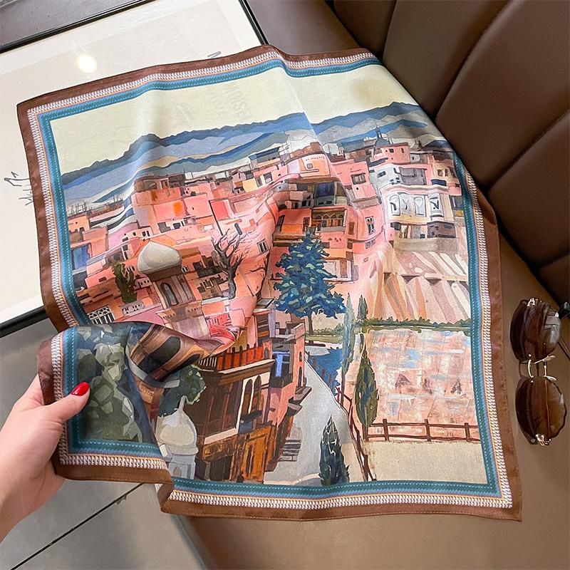 100% Nature Real Silk Square Scarf Women Female Hair Foualrd Scarves Neckerchief Bandana Fashion 2024 Neck Ties for Office Lady