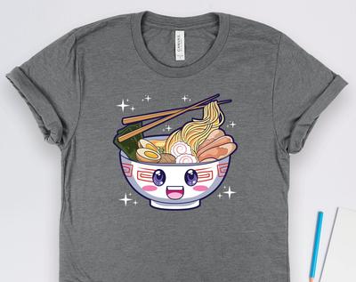 Ramen Noodles Shirts, Ramen Shirts, Ramen Art, Kawaii Ramen Shirts, Japanese Art, Japanese Food Shirts