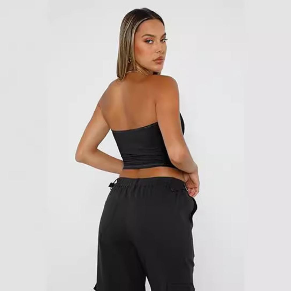 Strapless Tank Top Solid Color CropTops Women Summer Camis Casual Camisole Fashion Tube Female Sleeveless Cropped Y2K Clothes