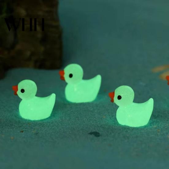 Mini Duck Figurine 10/20/30/40/50/100Pcs Glow-in-the-dark Resin Little Ornament Tiny Animal Toy Miniature Statue Fairy Garden Microlandscape