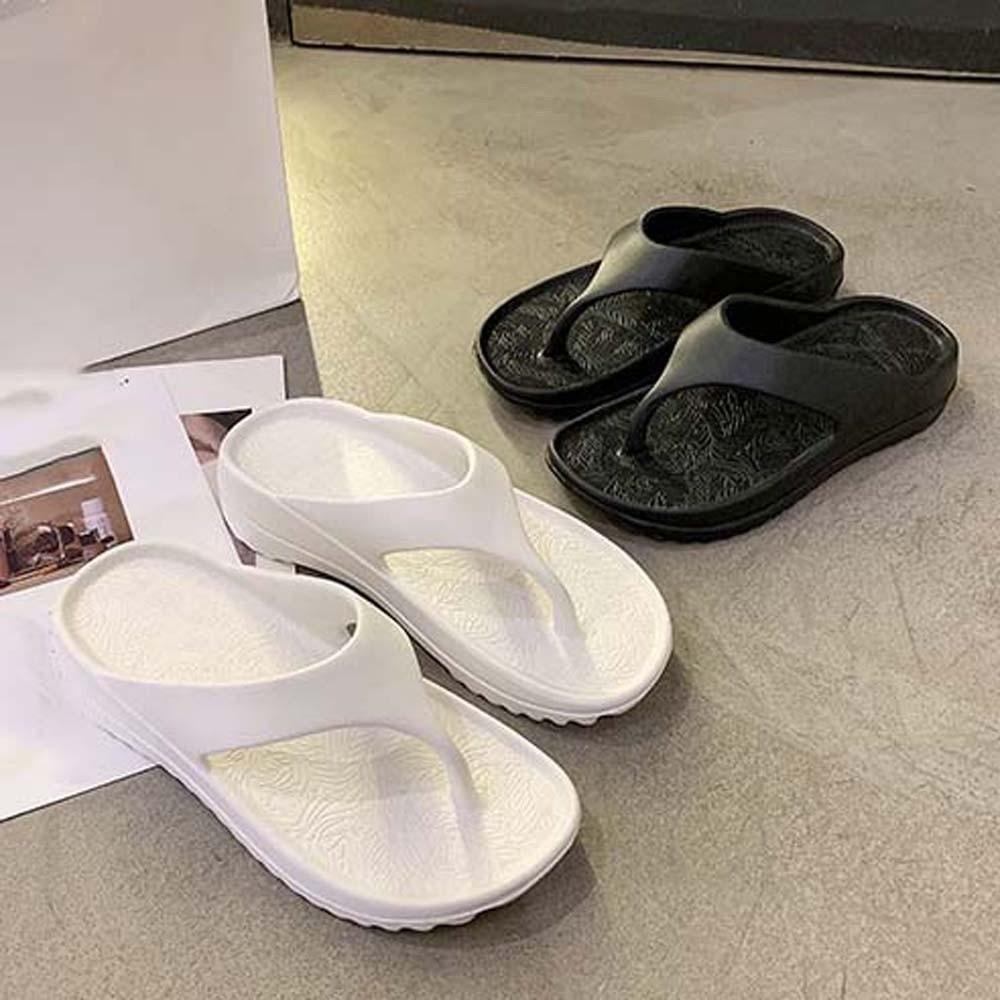 Creative Soft Sole Non-slip Flip Flops Thickened Solid Color EVA Slippers Resilience Stylish Outdoor Flip Flops Vacation Travel