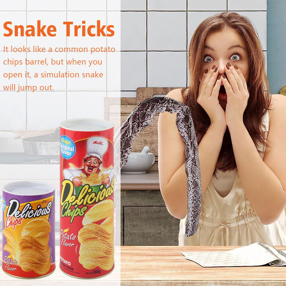 Tricky Toys Potato Chips Snake Toy Potato Snake Chip Joke Can Toys Snake Gifts Tricky Simulatio Q3D6