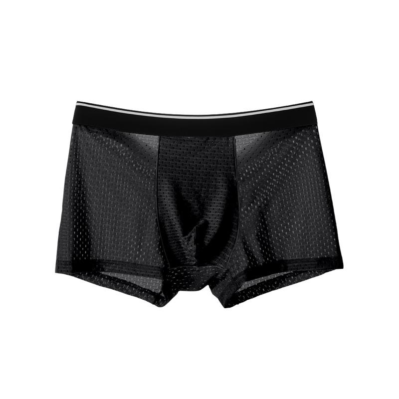 Summer Ice Silk Boxers Mens Underwear U Convex Boxer Men Mesh Seamless Shorts Pants Size L-5XL