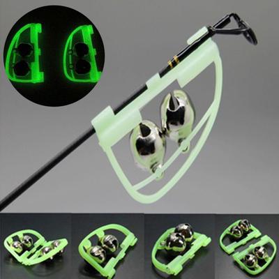 2 Stücke Outdoor Night Glow Twin Bell Ringe Angelrute Clip Biss Köder Alarm Alarm