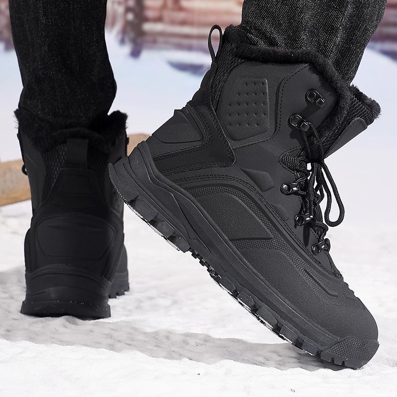 TUINANLE Winter Hiking Boots for Men Outdoor Mountain Climbing Shoes Wear-resistant Camping Trekking Sneakers Plush