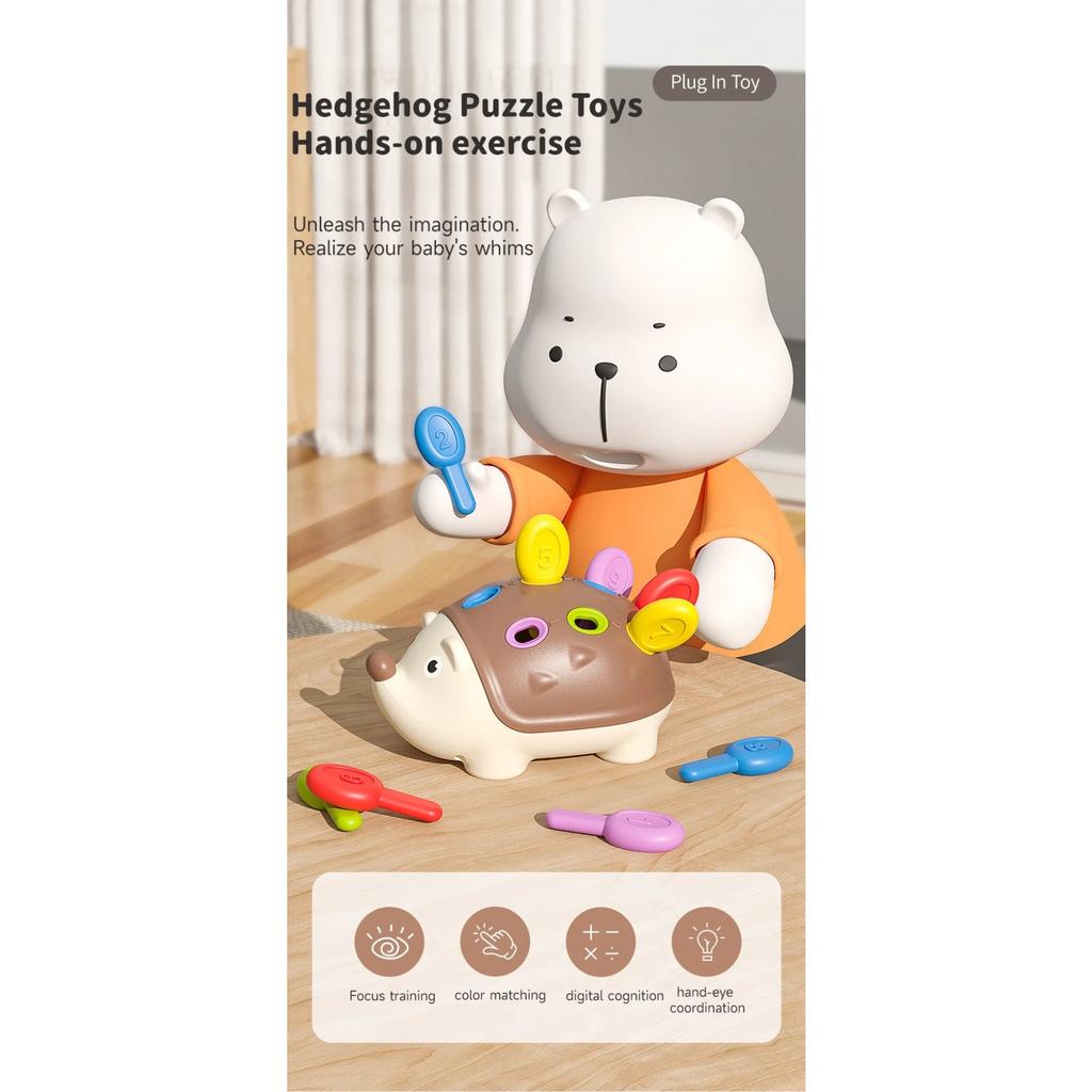 Montessori Fine Motor Hedgehog Toys Early Education Cultivate Children Concentration Toys Portable Journey Puzzle Game Toys Gift
