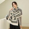 Autumn and winter double-sided color matching blended wool scarf women's classic black simple style new thickened warm shawl dual-purpose