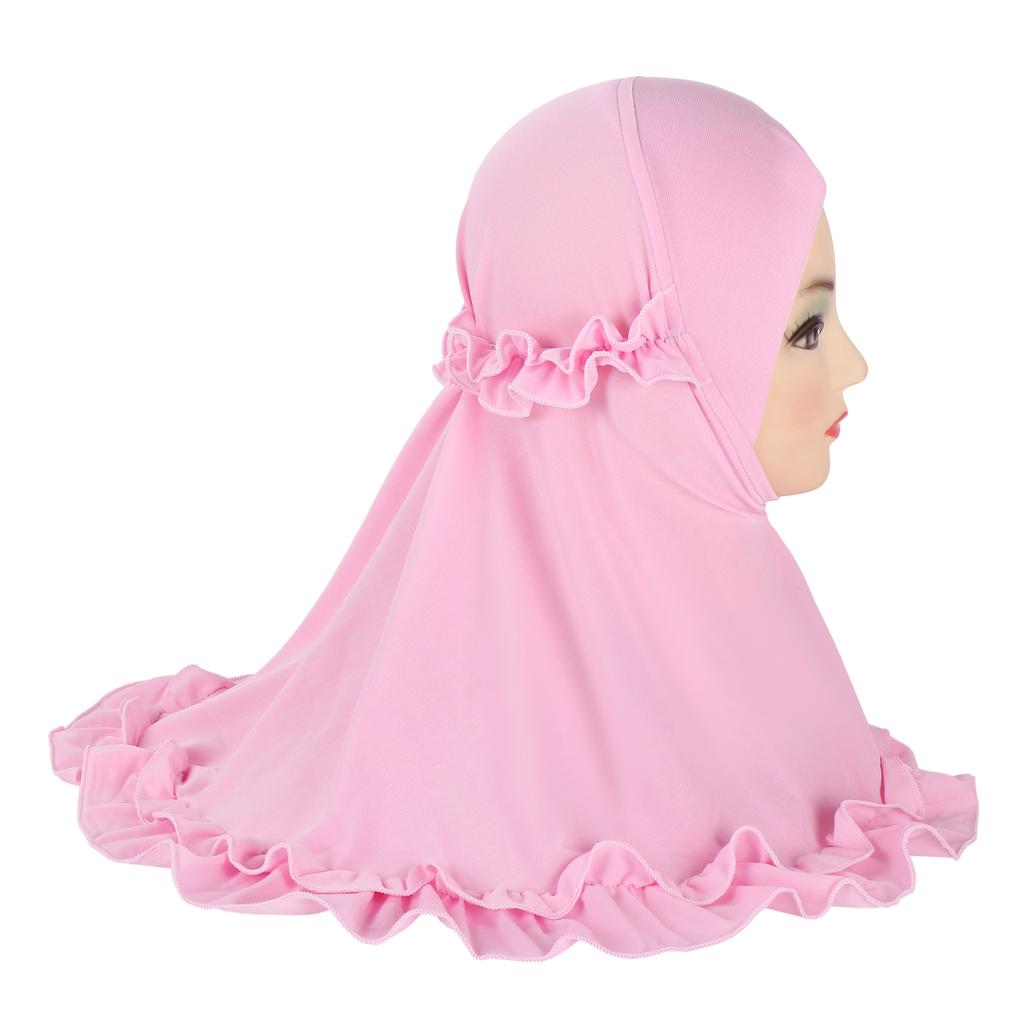H361 Beautiful Fit 3-6 Years Old Girls Cute Hijab Head Scarf With Crinkles Baby Muslim Shawl Turban Caps