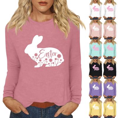 Langarmshirts für Damen, Osterkarneval-Print, Grafik-T-Shirts, Blusen, lässige Basic-Tops, Pullover