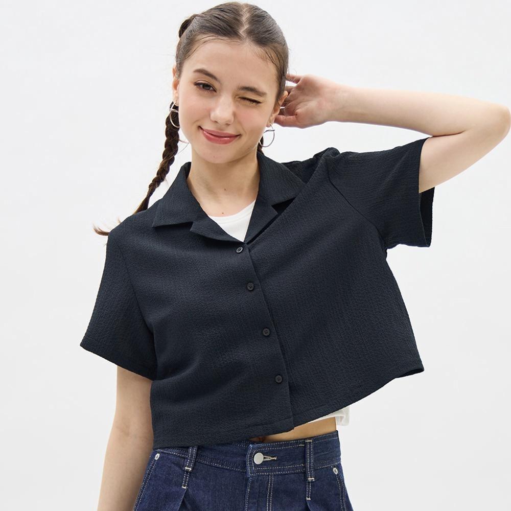 

Текстурированная рубашка с открытым воротником и короткими рукавами GU by Uniqlo