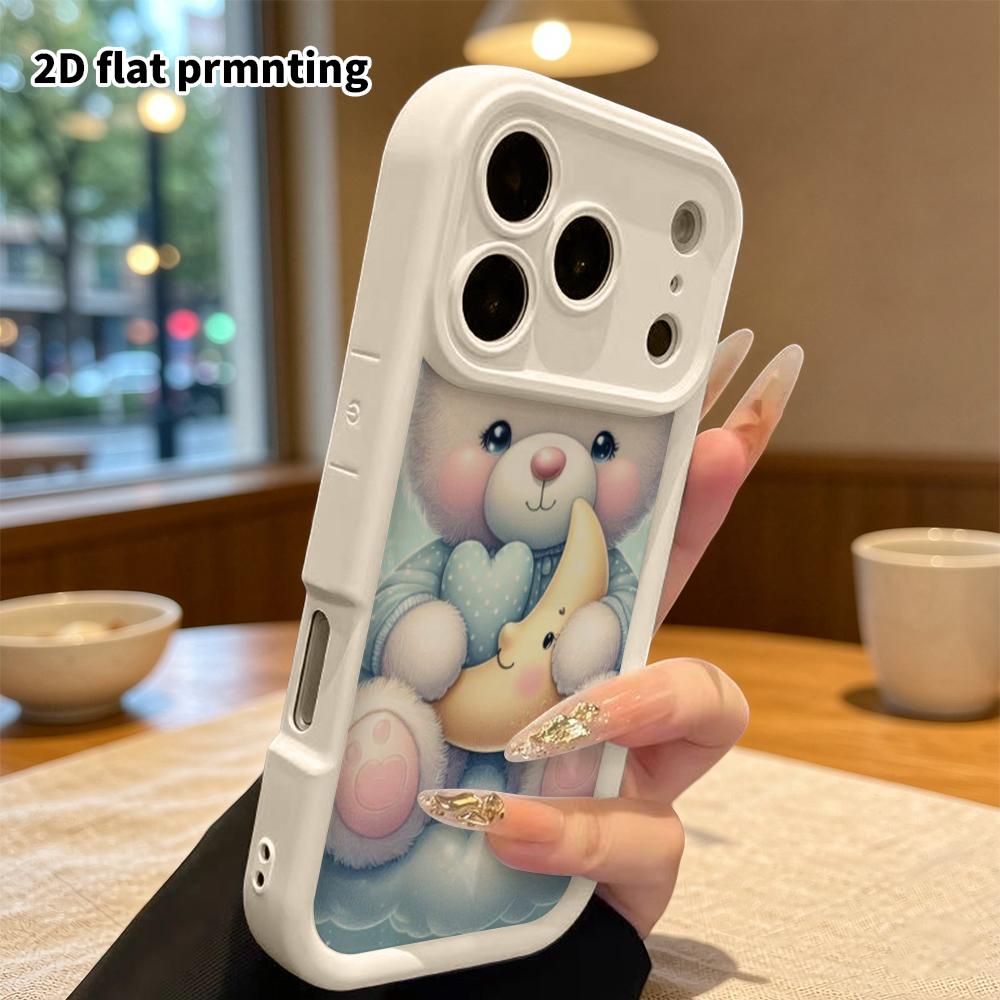 Phone Case: 2D Flat Design Suitable for iPhone 18 17 16 15 14 13 Pro Step Protection Case, Sleepy Little White Bear, Christmas and Halloween Gift