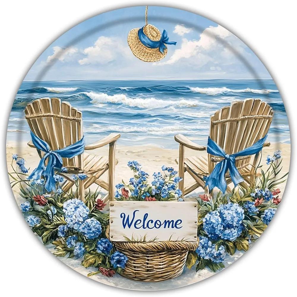 Retro Wild Flowers Butterfly Tin Sign 20x20cm, Rustic Aluminum Wall Art