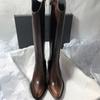 Women Knee-high Boots Temperament Pointe Leather Boots Slimming Long Tube Boot V-mouth Designer Women's Boots Botas Largas Mujer