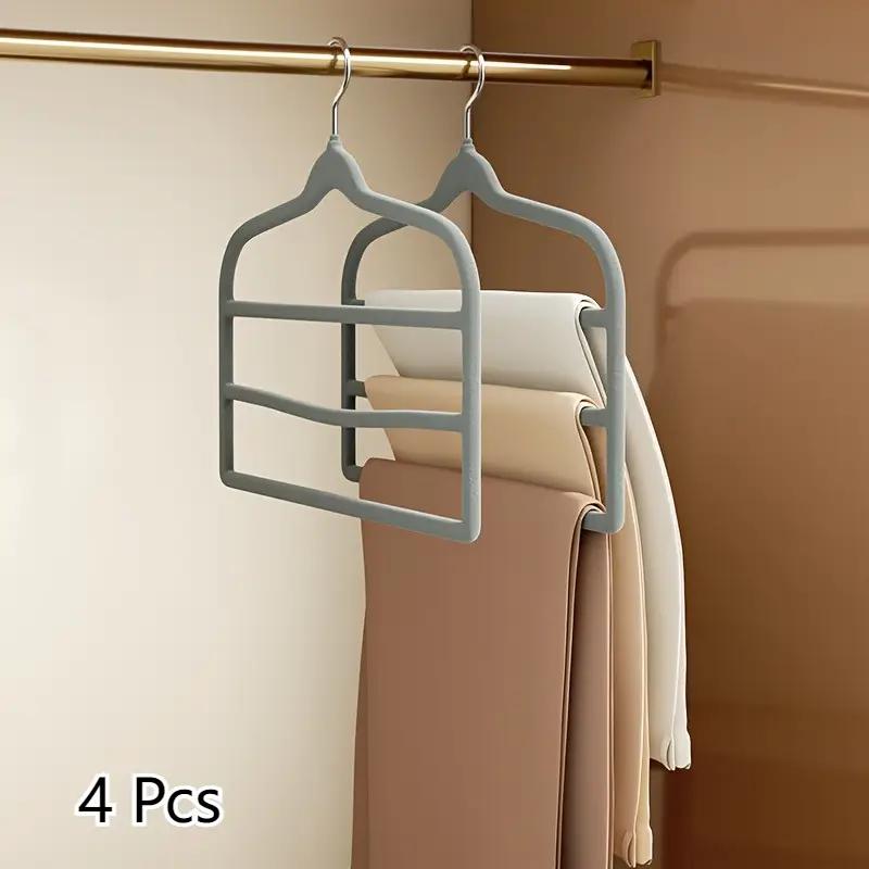 

4pcs Heavy Duty Metal Pants Hangers with Double Layer Non-Slip Grip | Space-Saving Wardrobe Closet Organizer Rack for Jeans 4pcs серый