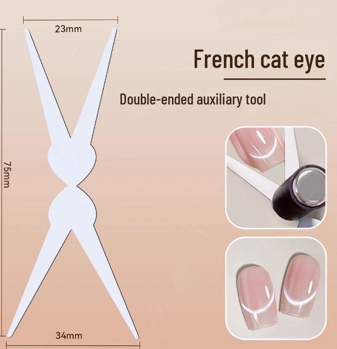 Double-Ended Multi-Functional Cat Eye Nail Art Magnet with Wide French Glass Beads