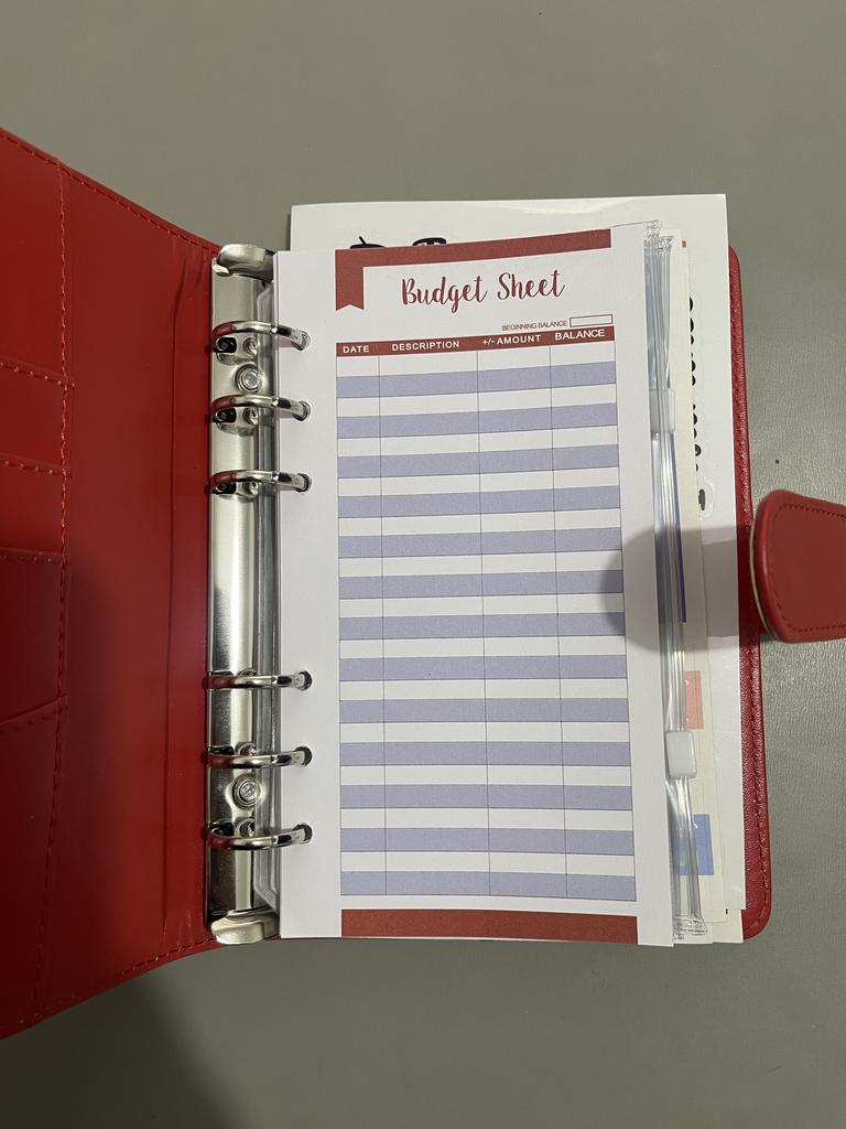PU Leather Ring Binder Notebook Loose-leaf Magnetic Style with Cash Envelopes Budget Money Savings Organizer