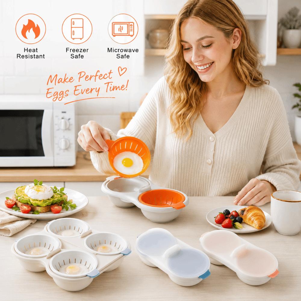 Food Grade Microwave Egg Poacher Heat Resistent with Lid Egg Cooking Tools Quick Heating Non Stick Hot Spring Egg Mold