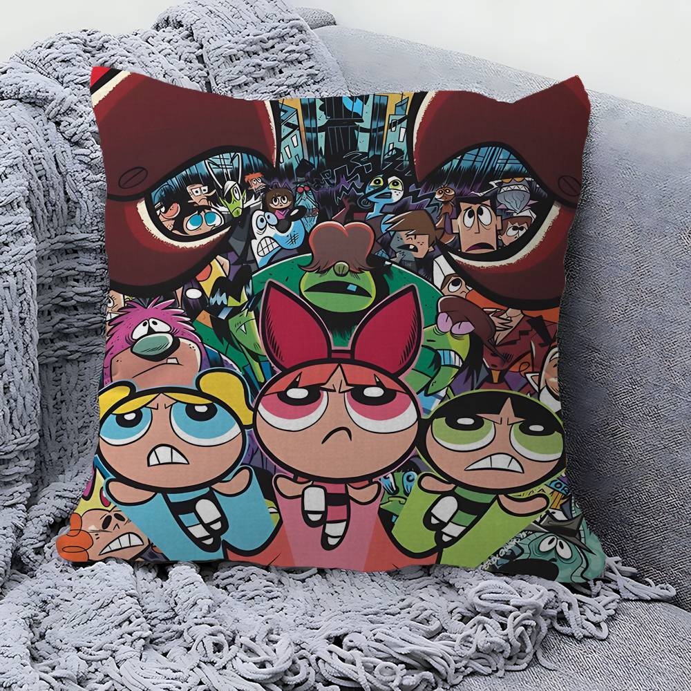 P-Powerpuff Anime G-Girls Personalized Picture Text Home Decorative Pillows Household Gifts 45x45cm