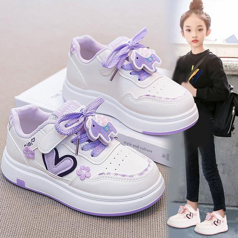 Girls Spring Thin White Sneakers Lightweight Soft Sole Slip Resistant Casual Shoes for Big Kids