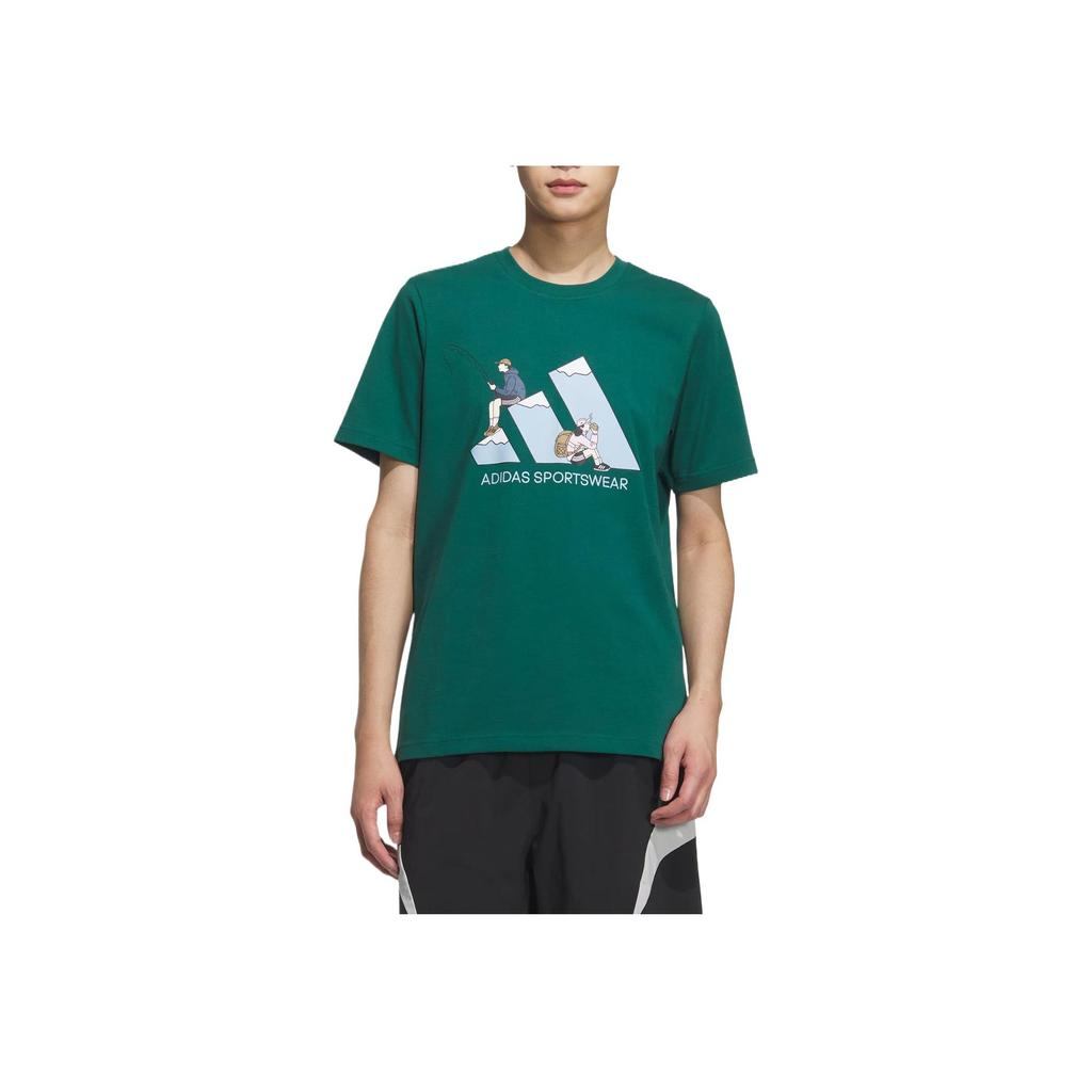 Adidas Graphic Short Sleeve T-Shirt Unisex Tops Forest-Green KB7750