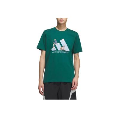 Adidas Graphic Short Sleeve T-Shirt Unisex Tops Forest-Green KB7750