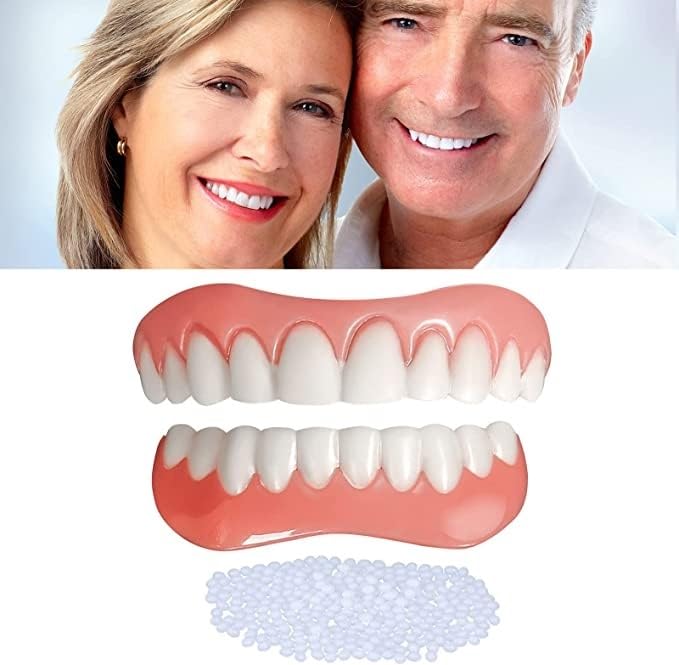 2 Pairs of Dentures, Prosthetic Teeth, Super Comfortable False Teeth, Perfect Fit, Flexible, Practical, Whitening Teeth, Natural and Comfortable Fit,