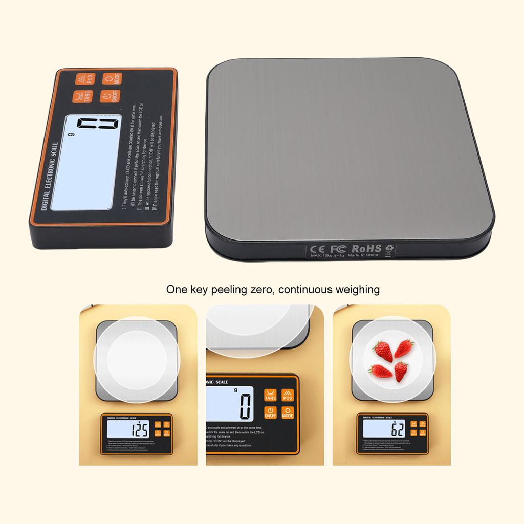 Wireless Kitchen Scale Large Capacity Digital Food Electronic Scale Flexible Innovative Portable with Backlit LCD for Meal Prep