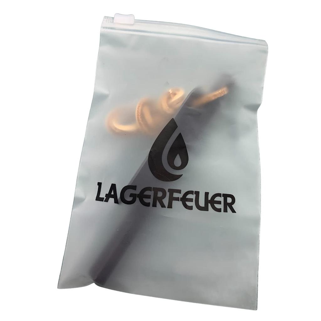 LAGERFEUER Hexagonal Fire Starter, Ferrocerium, Genuine Leather Cord, Flint, Camping Fire Starter, Survival Tool, 127mm