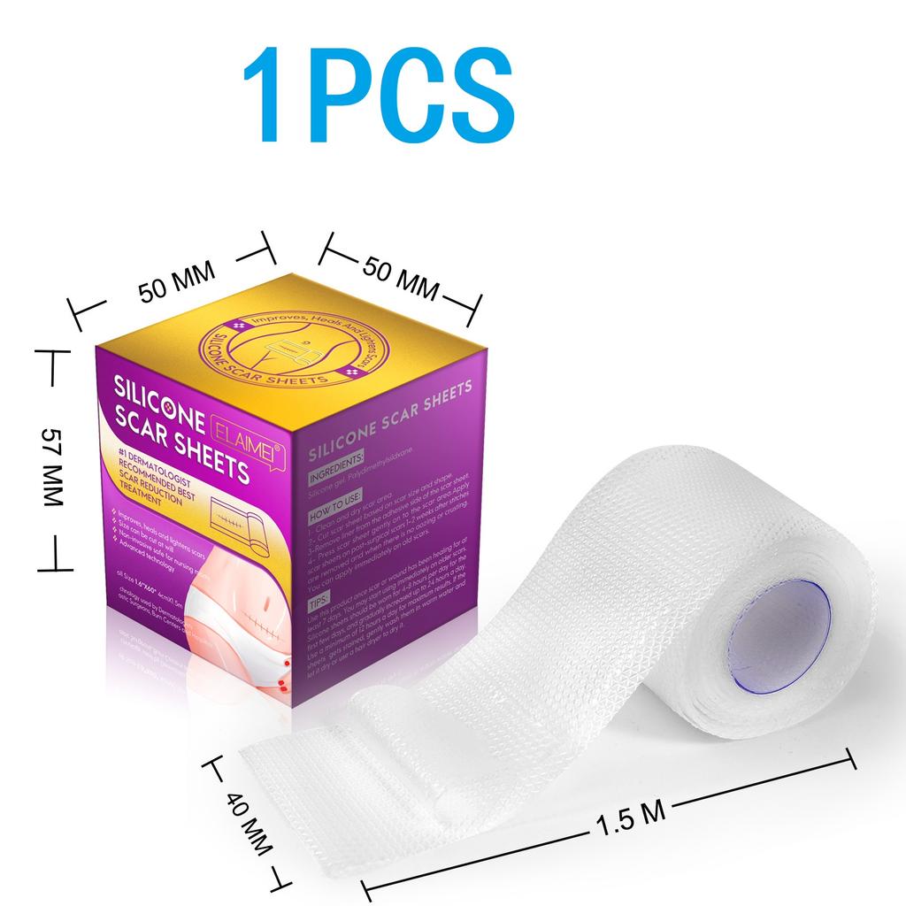 1/2 Roll Invisible Silicone Scar Sheets , 2.5cm X 150cm, Self-Adhesive Scar Cover Tape Reusable and Effective Skin Care Strips