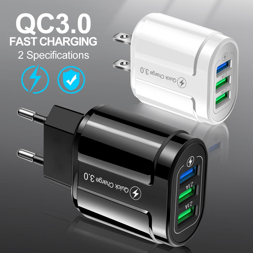 European QC3.0 Dual USB & 3USB Fast Charger Adapter, Multi-Port UK Standard Charging Head.