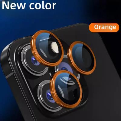 Orange Metallglas Kameralinskydd för IPhone 15 14 13 11 Pro Max Plus 12 Mini 15Pro 14Pro Kvinnor Ringlinsskydd