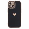 For iPhone 15 Slim TPU Case 6D Electroplating Love Heart Anti-Drop Phone Cover