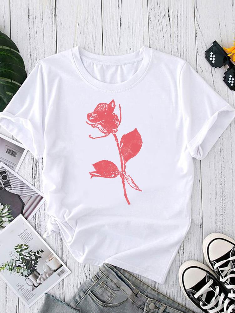 (Asian Size) Graphic Tee T-shirts Female love heart style Casual Short Sleeve O-neck Fashion Print Women's Top T Clothing